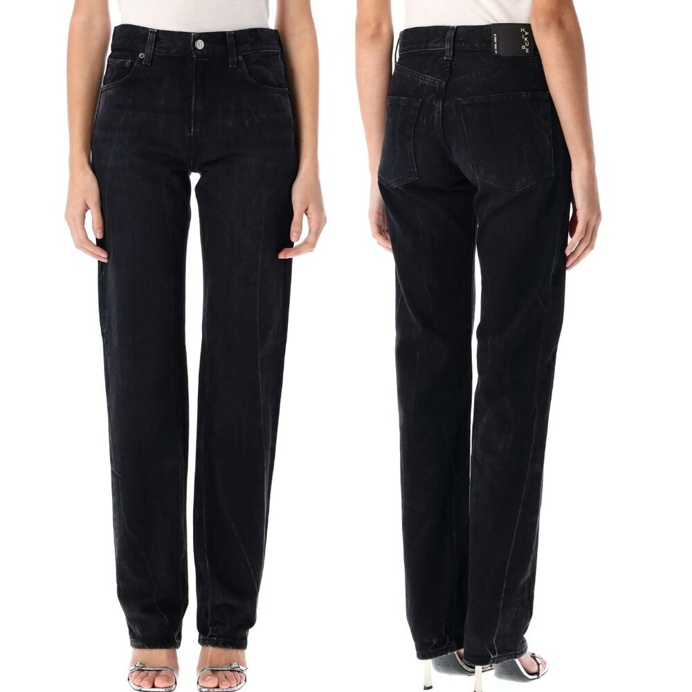 Haikure Cleo Washed Black Denim Jeans Sz 27 Made in Italy Straight Leg